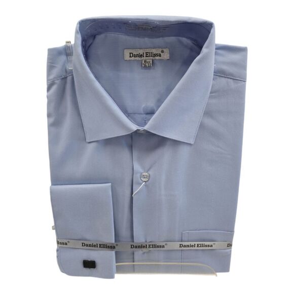 MEN'S DANIEL ELLISSA SEMI SPREAD COLLAR  FRENCH CUFF DRESS SHIRT. DS3816. - Picture 1 of 4